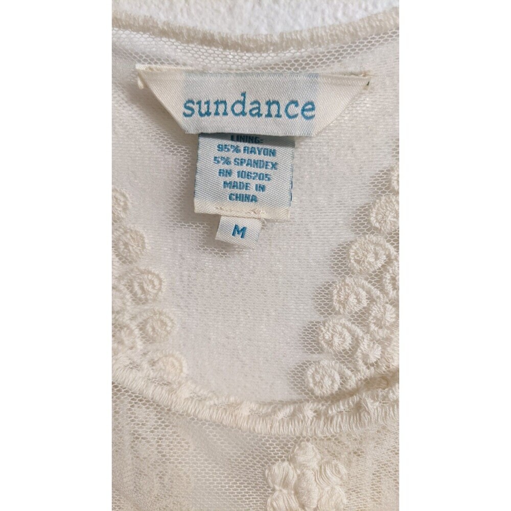 SUNDANCE Ivory Floral & Lace Short Sleeve Scoop Neck Tunic Top Medium - Picture 4 of 7